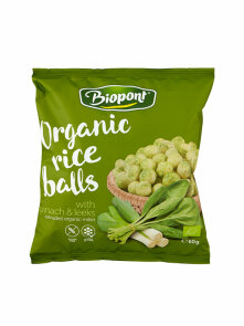 Extruded Rice Balls Spinach and Leek - Organic 60g Biopont