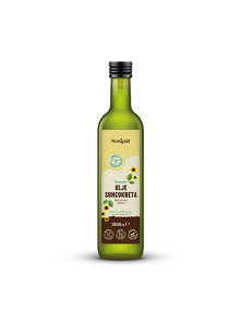 Nutrigold organic odorless and flavorless sunflower oil in a dark glass bottle of 1000ml