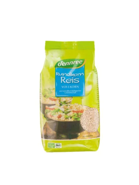 Brown Whole Grain Round Rice - Organic 1000g Dennree