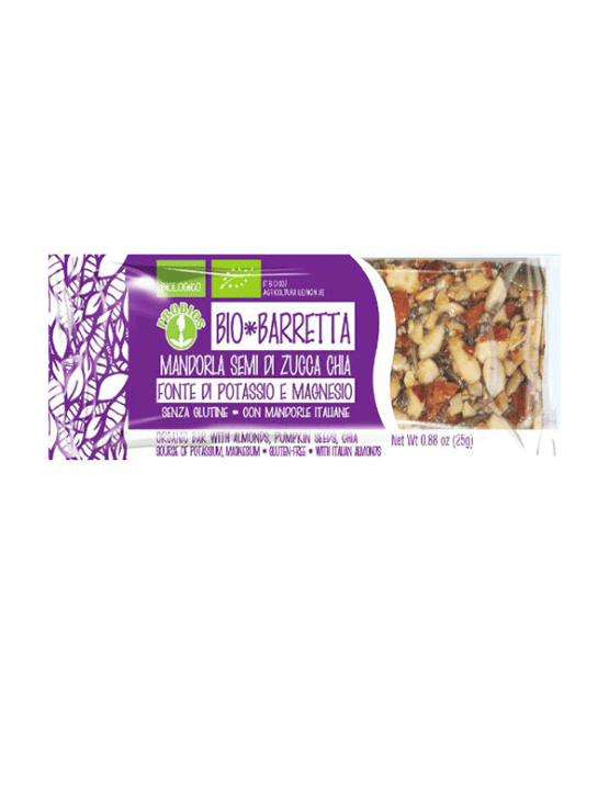 Probios organic almond, pumpkin seed and chia energy bar in a 25g packaging