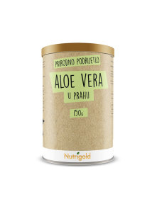 Nutrigold aloe vera powder in a  brown cylindrical container of 150 grams