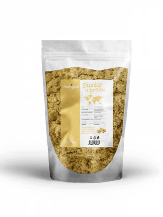 Nutrigold ginger powder in a transparent plastic packaging of 1000g