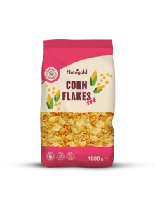 Nutrigold cornflakes fit in a colourful bag of 1000g