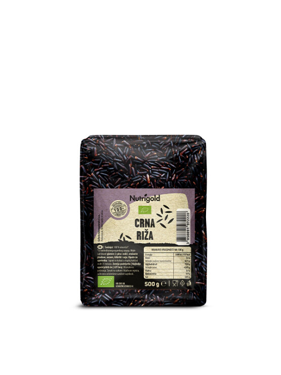 Nutrigold organic black rice in a packaging of 500g