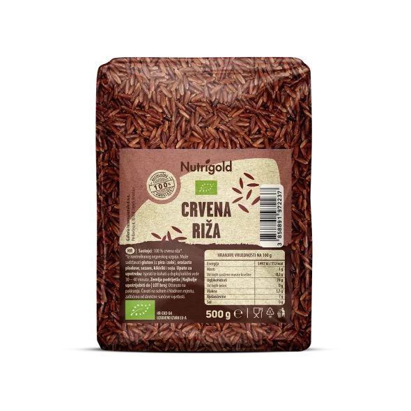 Nutrigold organic red rice in a packaging of 500g