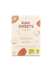 Raw Sweets by Mihaela organic raw chocolate with hazelnut in a packaging of 48g