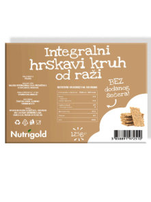 Nutrigold whole grain rye crispbread with no added sugar in a packaging of 125g
