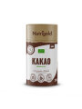 Nutrigold organic cocoa powder in a cylinder shaped cardboard packaging of 250g