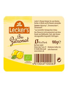 Candied Lemon Peel - Organic 100g Lecker's