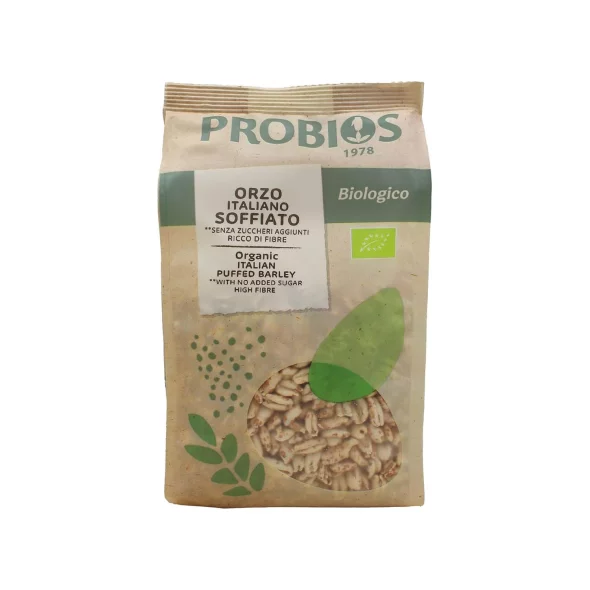 Probios organic puffed barley in a packaging of 125g