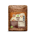 Nutrigold organic brown lentils in a transparent packaging of 500g