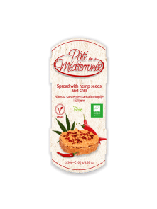 Vegetariana organic chickpea spread with hemp and chili in a 100g packaging