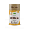 Nutrigold organic shiitake powder in a cylinder-shaped packaging of 150g