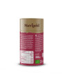 Nutrigold organic tulsi powder in a cylindrical cardboard packaging of 200g