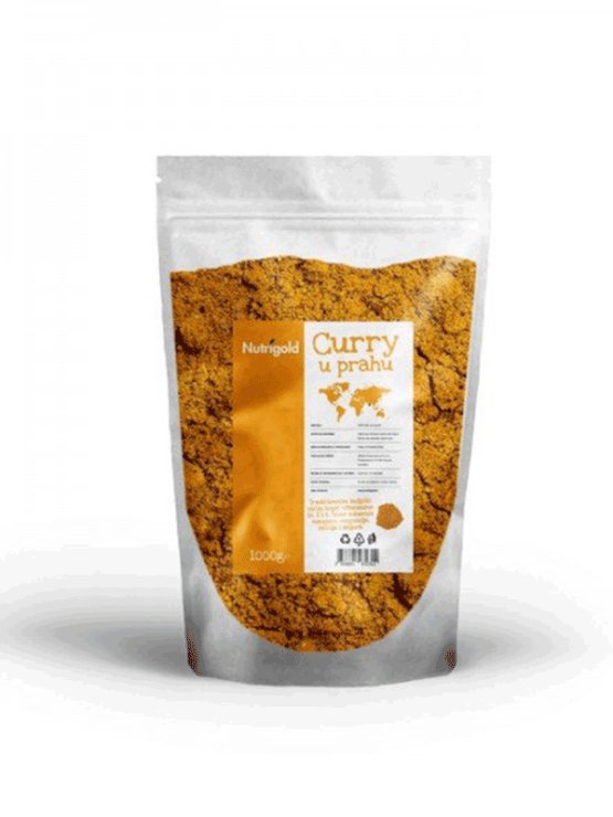 Nutrigold curry powder in a transparent packaging of 1000g