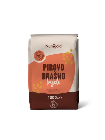 Nutrigold white spelt flour in a packaging of 1000g