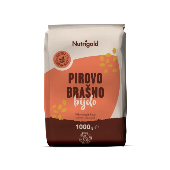 Nutrigold white spelt flour in a packaging of 1000g