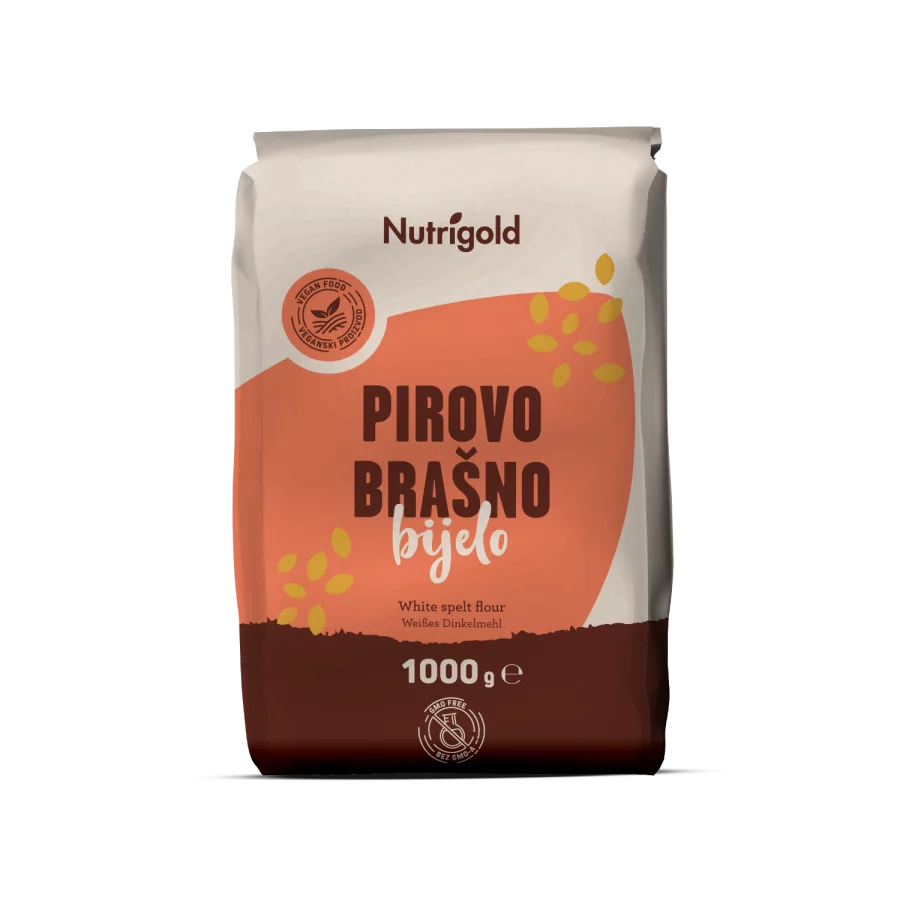 Nutrigold white spelt flour in a packaging of 1000g