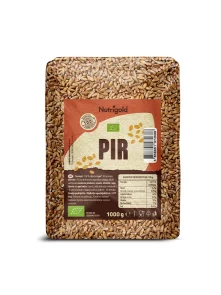 Nutrigold organic hulled spelt in a transparent packaging of 1000g
