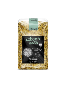 Nutrigold organic hulled oats in a transparent packaging of 1000g