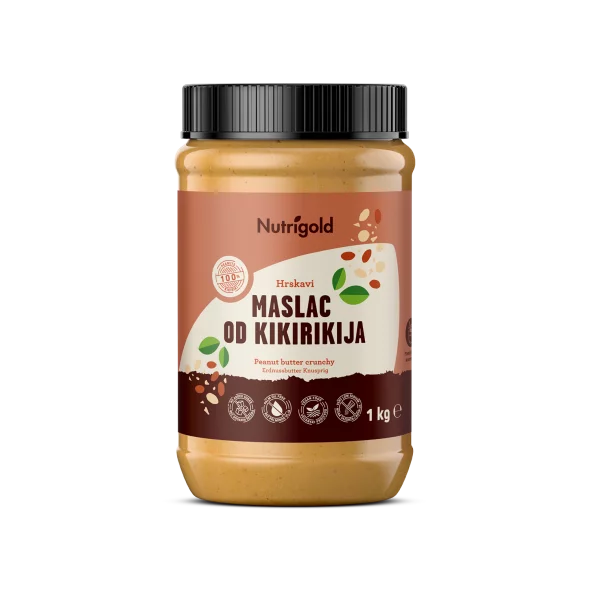 Nutrigold crunchy peanut butter in a plastic packaging of 1000g