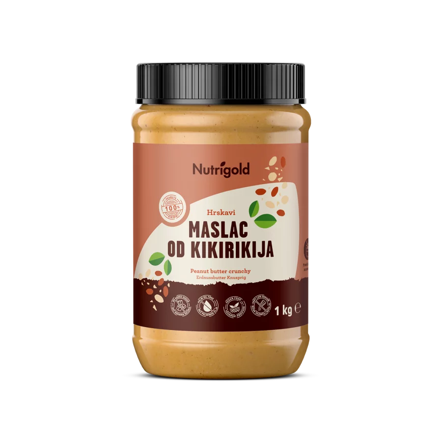 Nutrigold crunchy peanut butter in a plastic packaging of 1000g