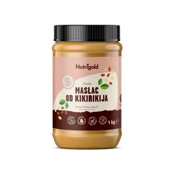 Nutrigold smooth peanut butter in a plastic packaging of 1000g