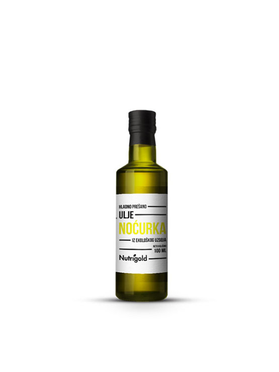 Nutrigold organic evening primrose oil in a dark glass bottle of 100ml