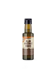 Nutrigold organic carrot macerated oil in a dark glass bottle of 100ml