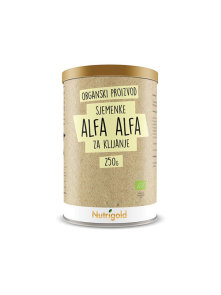 Nutrigold organic seeds alfa alfa for sprouting in a 250 grams packaging