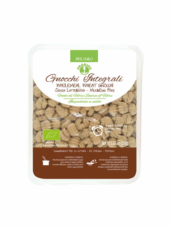 Probios organic whole grain wheat gnocchi in a 250g packaging