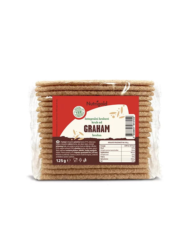 Nutrigold graham crispbread with no added sugar in a packaging of 125g