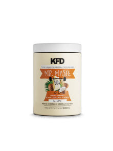 KFD white chocolate and coconut protein butter in a plastic container of 1000g