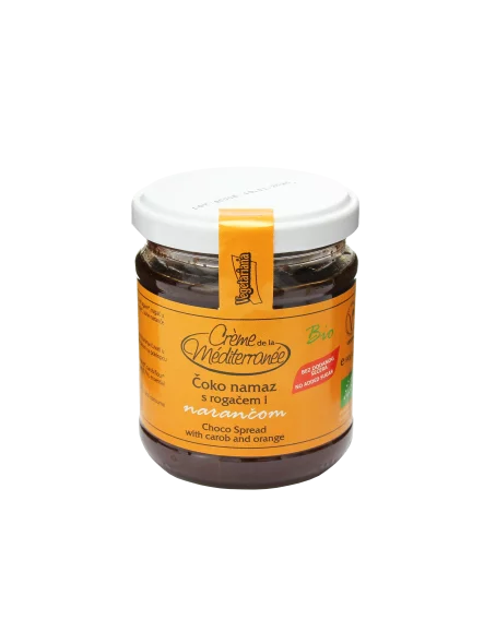 Vegetariana organic choco spread with carob and orange in a glass jar of 190g