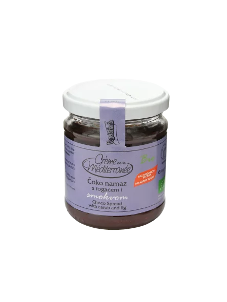 Vegetariana organic choco spread with carob and fig in a glass jar of 190g