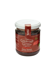 Vegetariana organic choco spread with carob and cherry in a glass jar of 190g