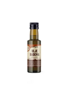 Nutrigold organic cold pressed almon oil in a dark glass bottle of 100ml