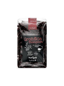 Nutrigold organic Thompson raisins in a transparent packaging of 500g