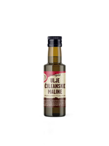 Nutrigold organic cold pressed Chilean raspberry seed oil in a dark glass bottle of 100ml