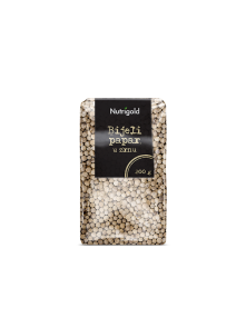 Nutrigold white peppercorns in a transparent bag of 200 grams