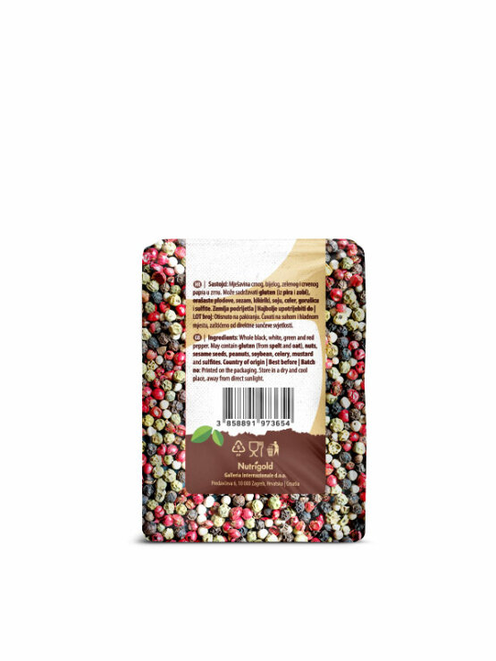 Nutrigold four peppercorn blend in a packaging of 200g