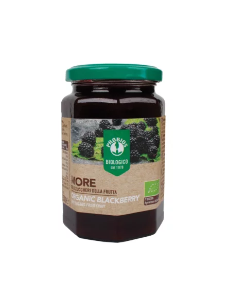 Probios organic and gluten free blackberry spread in a 330g jar