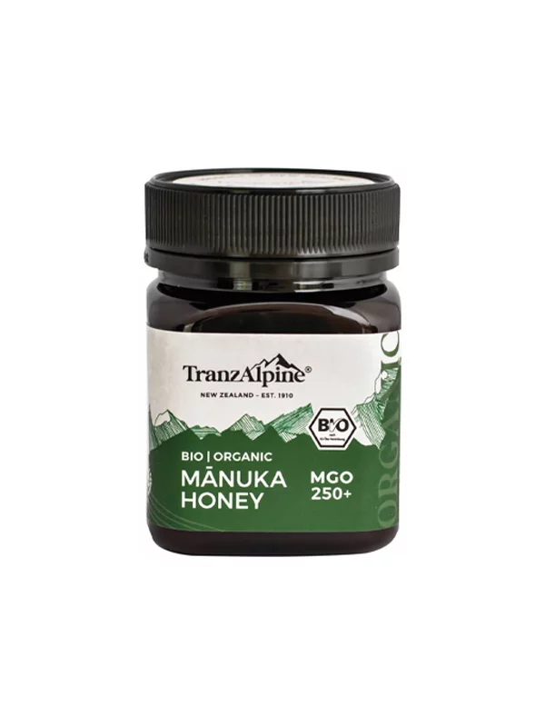 TranzAlpine manuka honey in a plastic jar of 250g