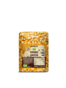 Nutrigold organic popcorn in a transparent packaging of 500g