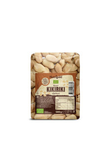 Nutrigold organic hulled raw peanuts in a transparent packaging of 500g