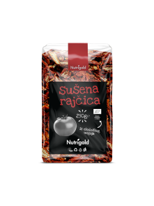 Nutrigold organic sun dried tomato halves in a transparent packaging of 250g