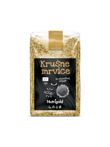 Nutrigold organic whole grain breadcrumbs in a transparent packaging of 400g