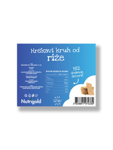 Nutrigold rice crispbread no added sugar in a blue packaging of 125g