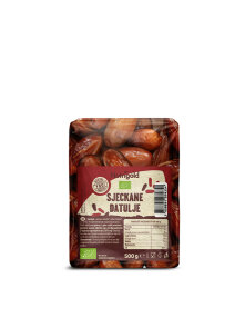 Nutrigold organic chopped dates in a transparent packaging of 500g