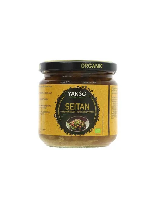 Yakso seitan in tamari sauce in a glass jar of 330ml